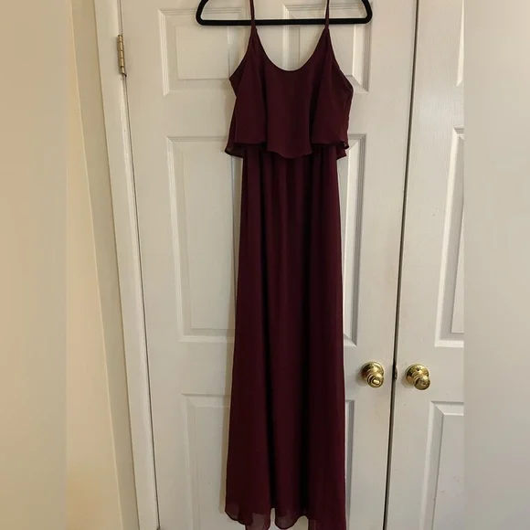 Show me your Mumu Burgundy spaghetti strap Maxi Dress XS - Picture 2 of 9